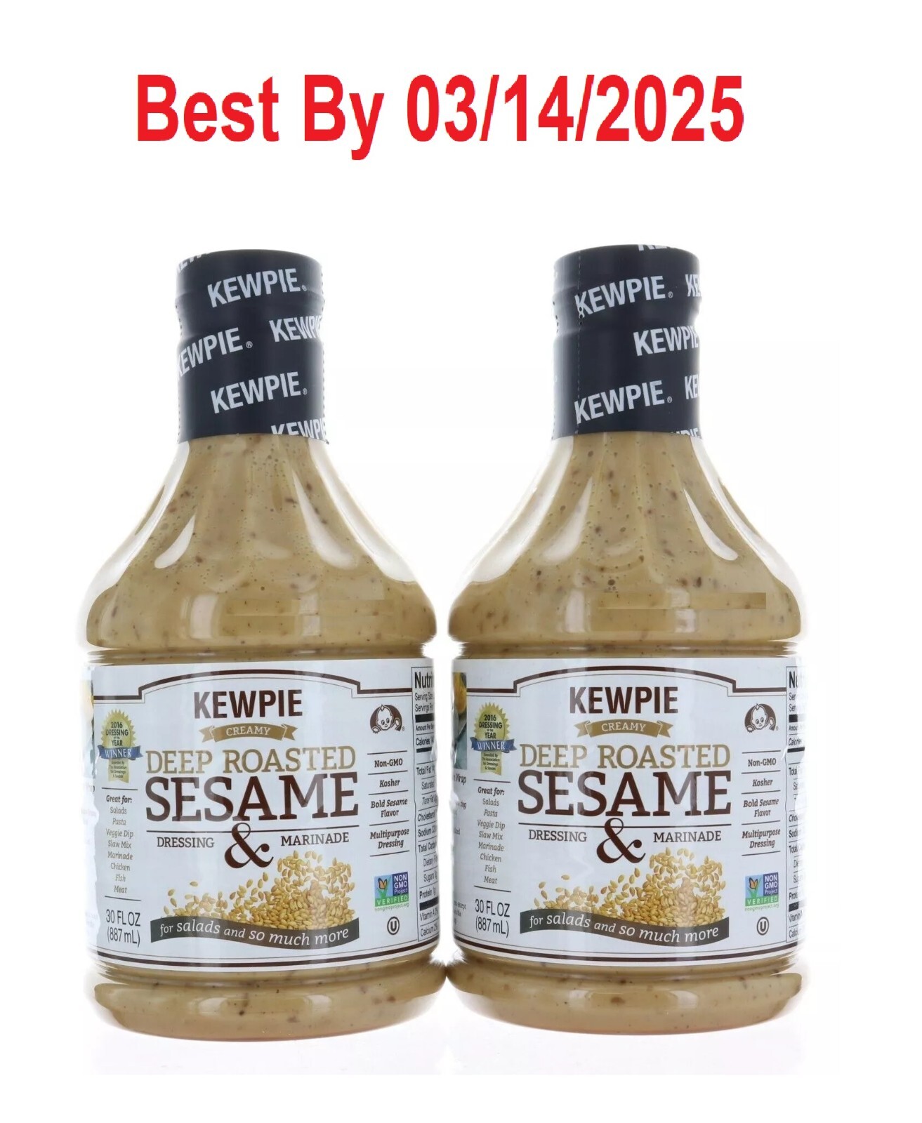 2-PACK Kewpie Creamy Deep Roasted Sesame Dressing Marinade 30 Oz (887 mL) Each