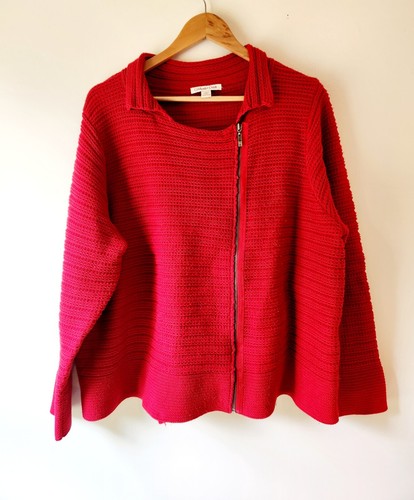 Sz 2X Coldwater Creek Cherry Red Cotton Blend Side Zip