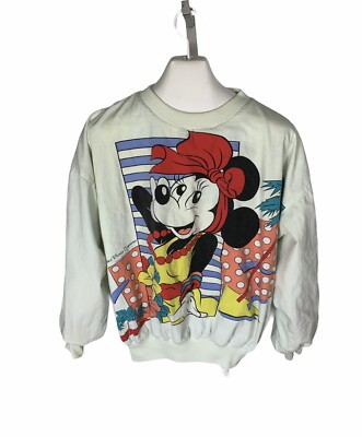 Vintage 90s Minnie Mouse Disney All Over Sweatshirt Double Sided Reversible