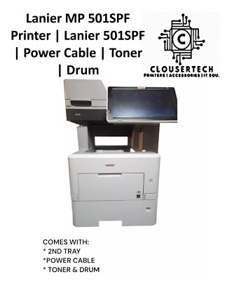 Lanier MP 501SPF Printer | Lanier 501SPF | Power Cable | Toner | Drum