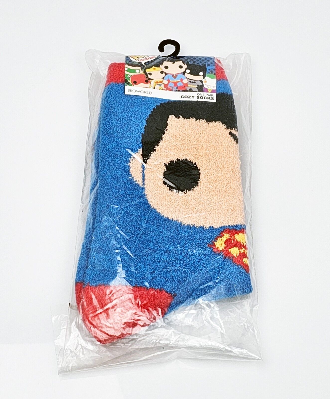 Bioworld DC Funko POP Heroes Superman Blue & Red Cozy Socks 