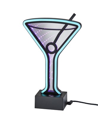 Infinity Neon Martini Glass Table and Wall Lamp Black Multiple Lighting Settings