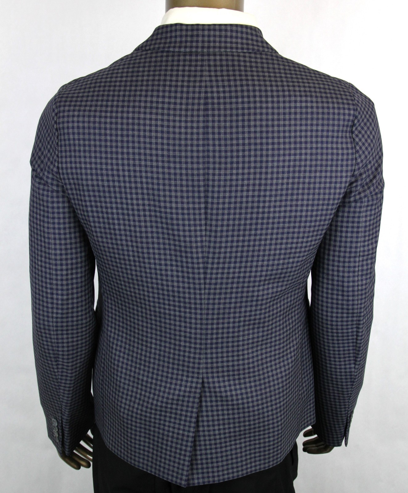 Pre-owned Gucci $1650  Men's Midnight Blue/grey Wool Formal Jacket 2 Button 406675 4038