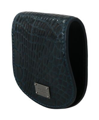 Pre-owned Dolce & Gabbana Coin Condom Case Holder Pocket Wallet Blue Exotic Skins Rrp $700
