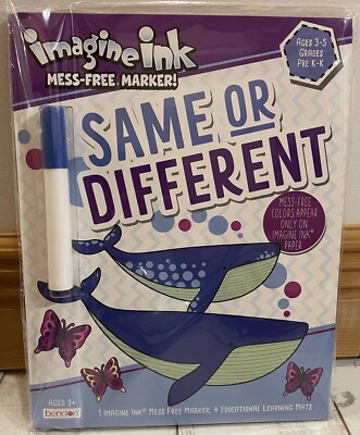 Imagine Ink Same or Different Book - Marker/4 Learning Mats Ages 3-5 Pre-K/K NEW