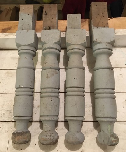 Antique Vintage Retro Salvaged Parts Chunky Painted Wood Stool Farm Legs