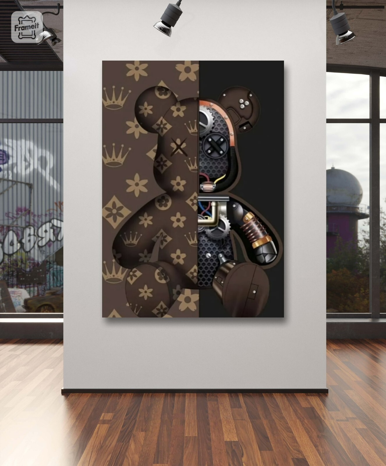 Brown Brick Bear Louis Vuitton Art Canvas Poster home decor Brown Brick Bear Louis Vuitton Art Canvas Poster home decor