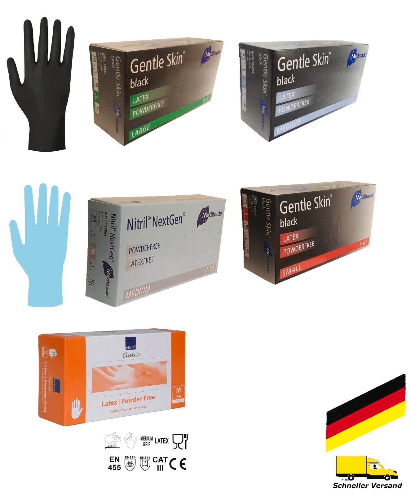 Medizinische Latexhandschuhe Einweg Handschuhe  Vinyl Nitril Hygiene Größe S/M/L
