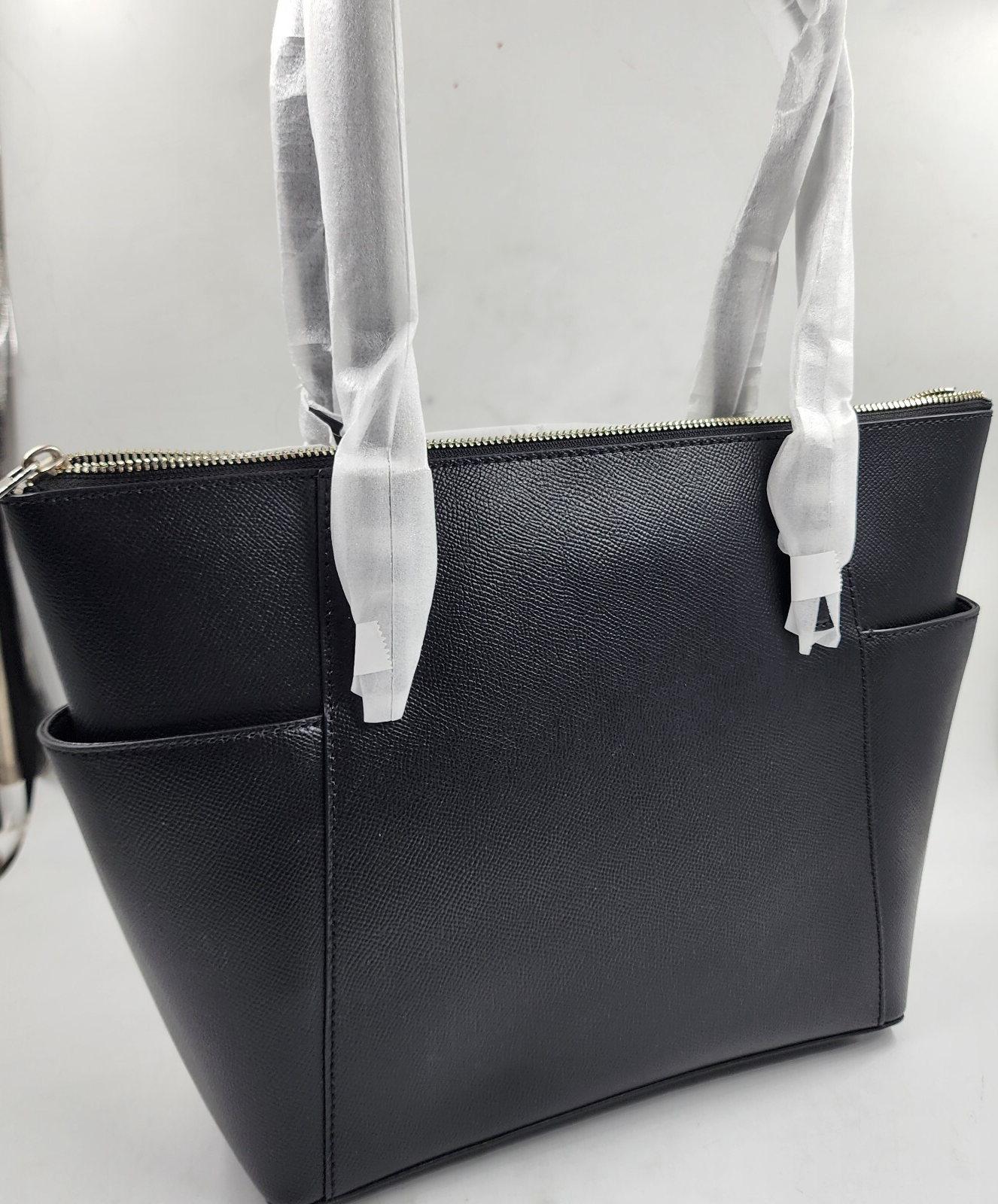 Michael Kors Jet Set Travel Saffiano Leather Tote Bag Womens L Black Zip Closure - Picture 8 of 19