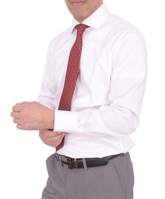 Christopher Morris Мужская классическая рубашка из 100% хлопка однотонного белого цвета без глажки