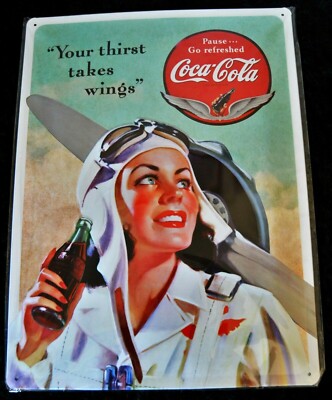 Nostalgic Art, Blechschild COCA COLA - YOUR THIRST TAKES WINGS, 30 x 40, RARE