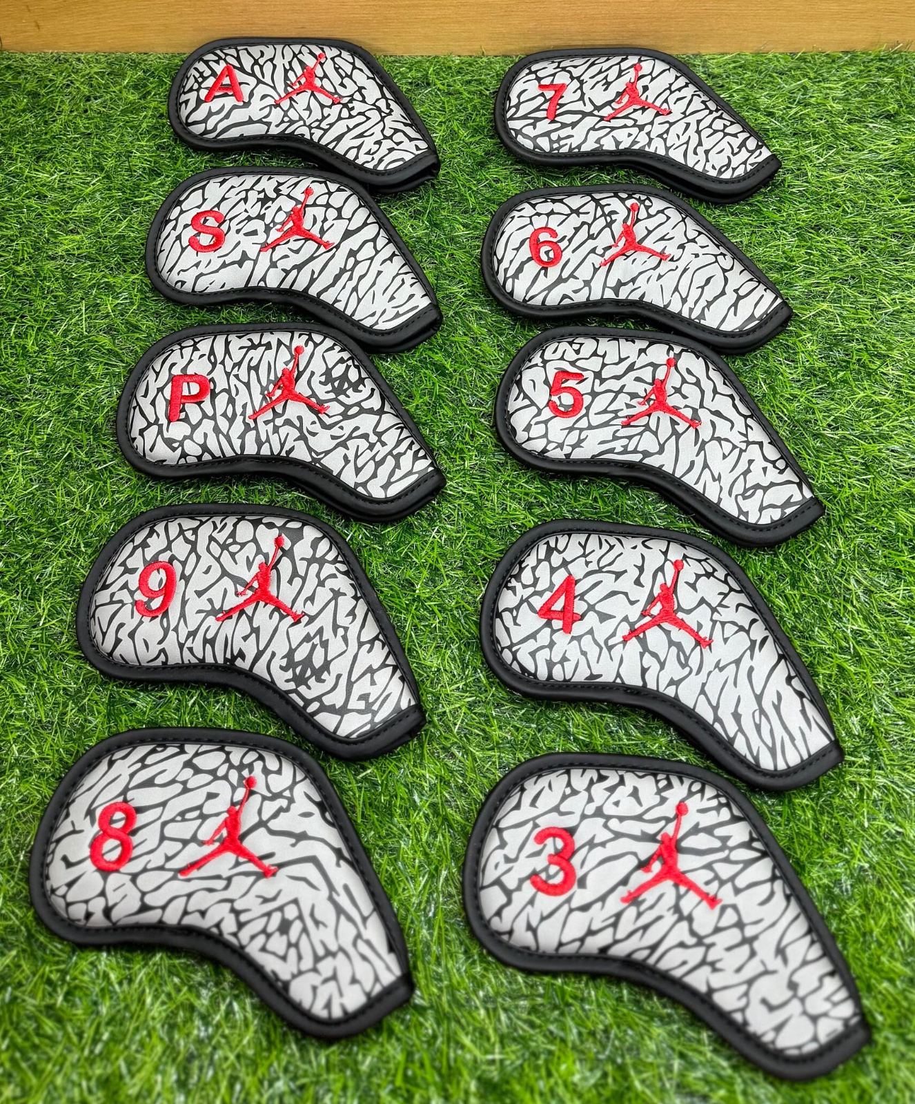 Air Jordan Iron Covers Elephant Print Leather Grey and Black