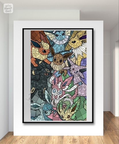 Eevee Evolutions Stained glass Canvas Poster Wall Art Home Decor