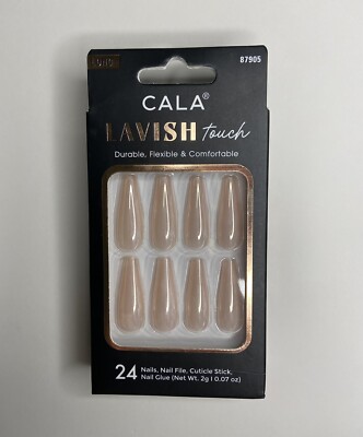 CALA Lavish Touch Press On Nails / Glue Manicure (Long) Peach Chrome