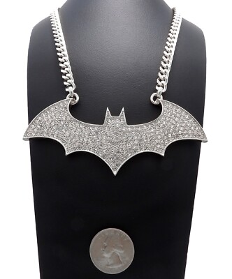 NEW HIP HOP FULL ICED BLING BAT PENDANT 6mm 30'' CUBAN CHAIN