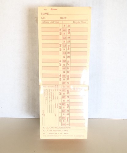 250 Daily Time Cards Cards Bi Weekly Two Sided 3 4/10 X 9”Amano, Acroprint Etc.