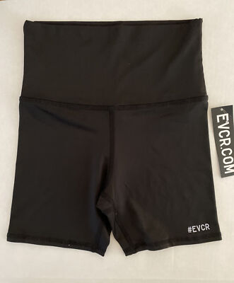 Evolution & Creation EVCR Activewear Short High Waisted Shorts Small Shiny Black