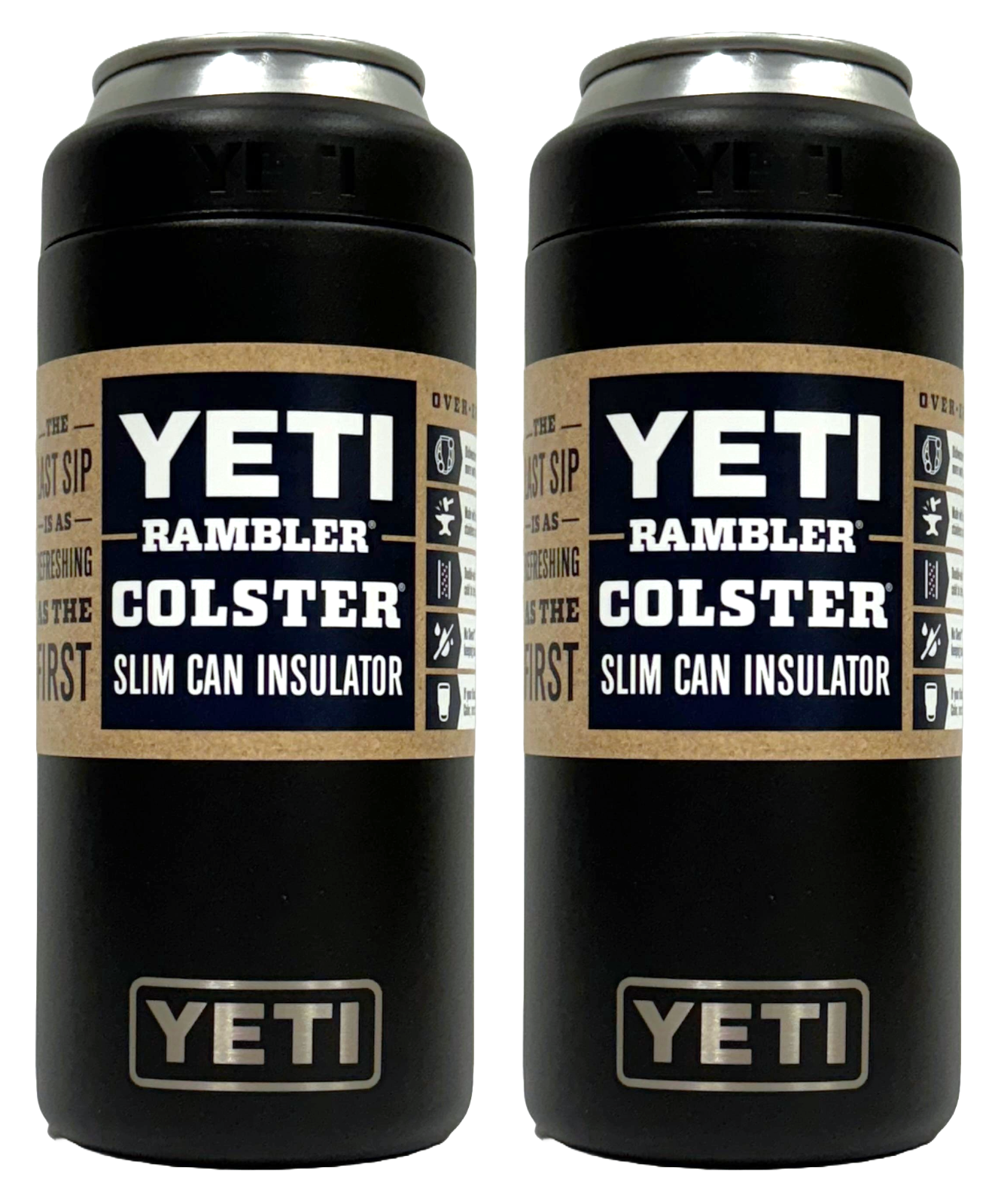 [2 УПАКОВКИ] YETI Rambler Colster 12 унций в тонкой банке с охлаждающим изолятором - Черный АУТЕНТИЧНЫЙ