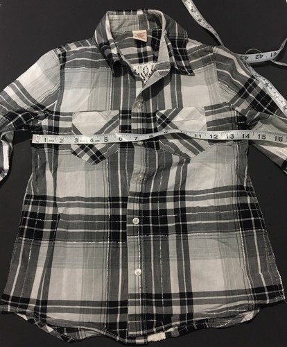 Arizona Jeans Plaid Girls Medium 10-12 Lace Back Button Down Blouse Cute