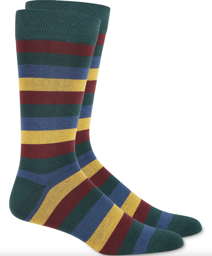 Bar Iii Mens Stripe Socks (Green, 10-13)