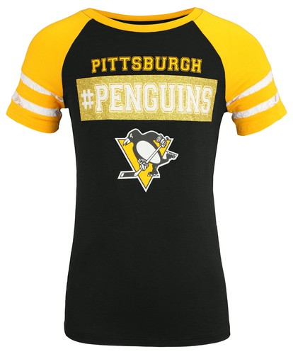 Футболка с полосатым логотипом NHL Youth Girls Pittsburgh Penguins из джерси в полоску