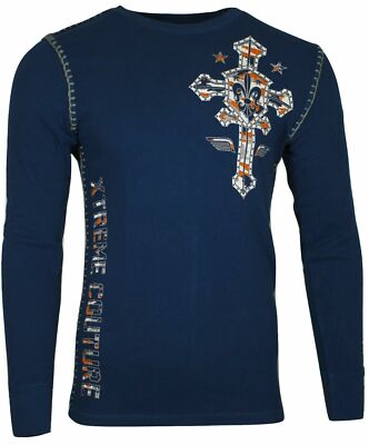 Xtreme Couture AFFLICTION Men's Thermal L/S SOLDIER OF FAITH Biker Wings