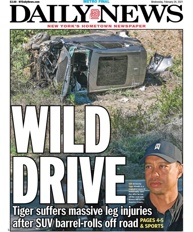 NEW YORK DAILY NEWS NEWSPAPER WILD DRIVE   TIGER'S