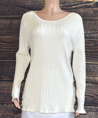 Women's Croft & Barrow Button Side Long Sleeve Pristine Knit Sweater Size XXL