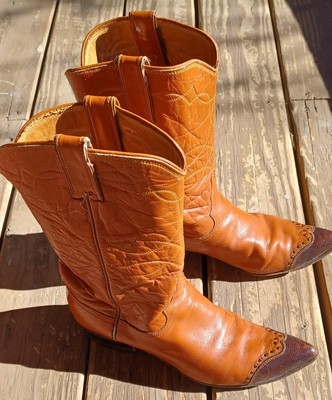 VTG 70's Justin Womens Cowboy Western Boots Pumpkin Leather