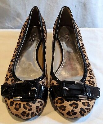 Franco Sarto Flats Real Fur Leopard Black Patent Size 12 Shoes