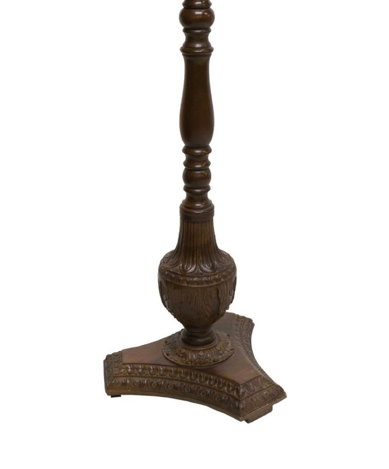 ITALIAN TURNED WOOD GILT METAL HAT COAT RACK HALL TREE  H 6' Carved Base