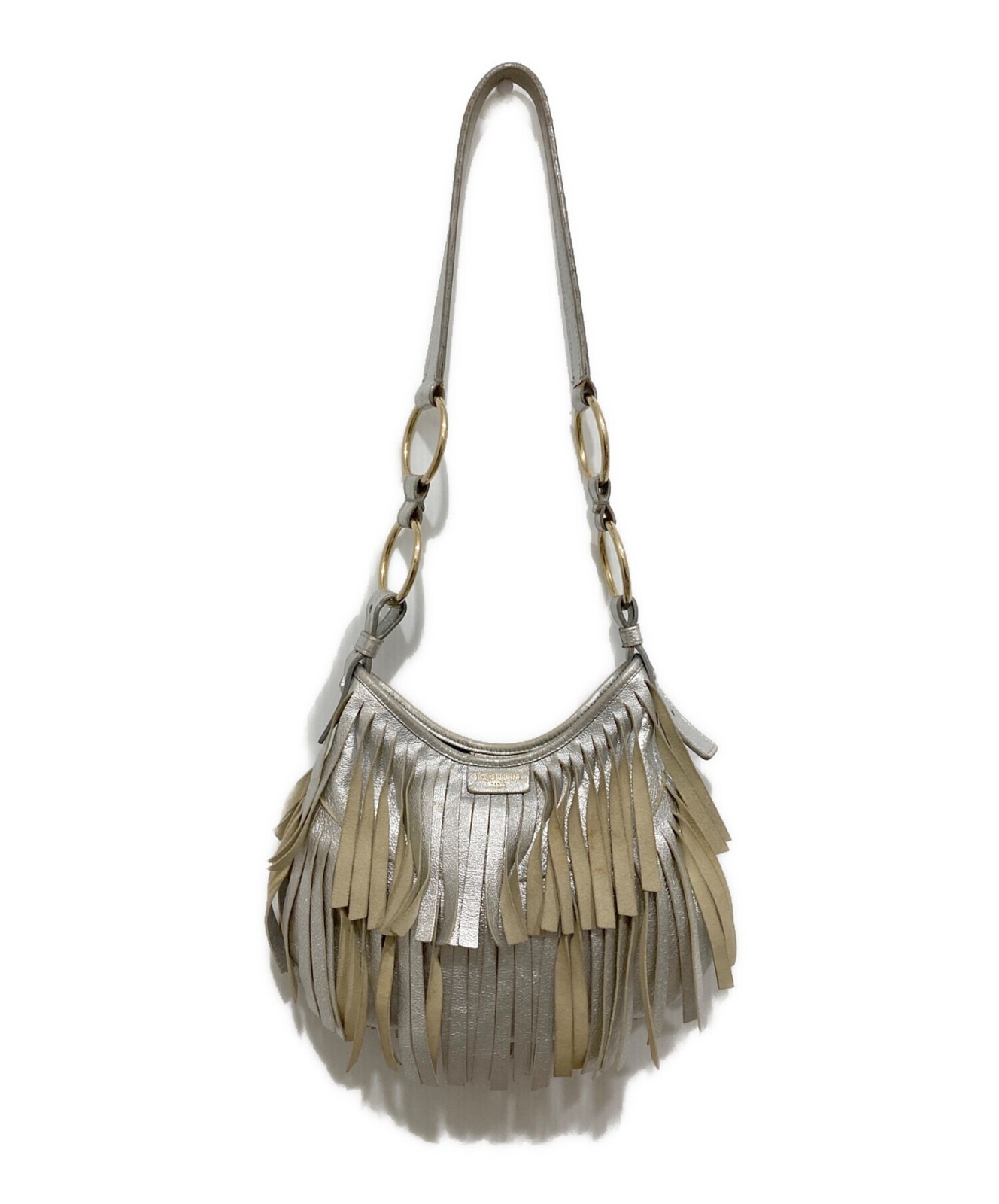 バッグ Yves saint Laurent suede fringe bag y2k YSL Saint Laurent Suede Bag Fringe Rare Black Color Metal