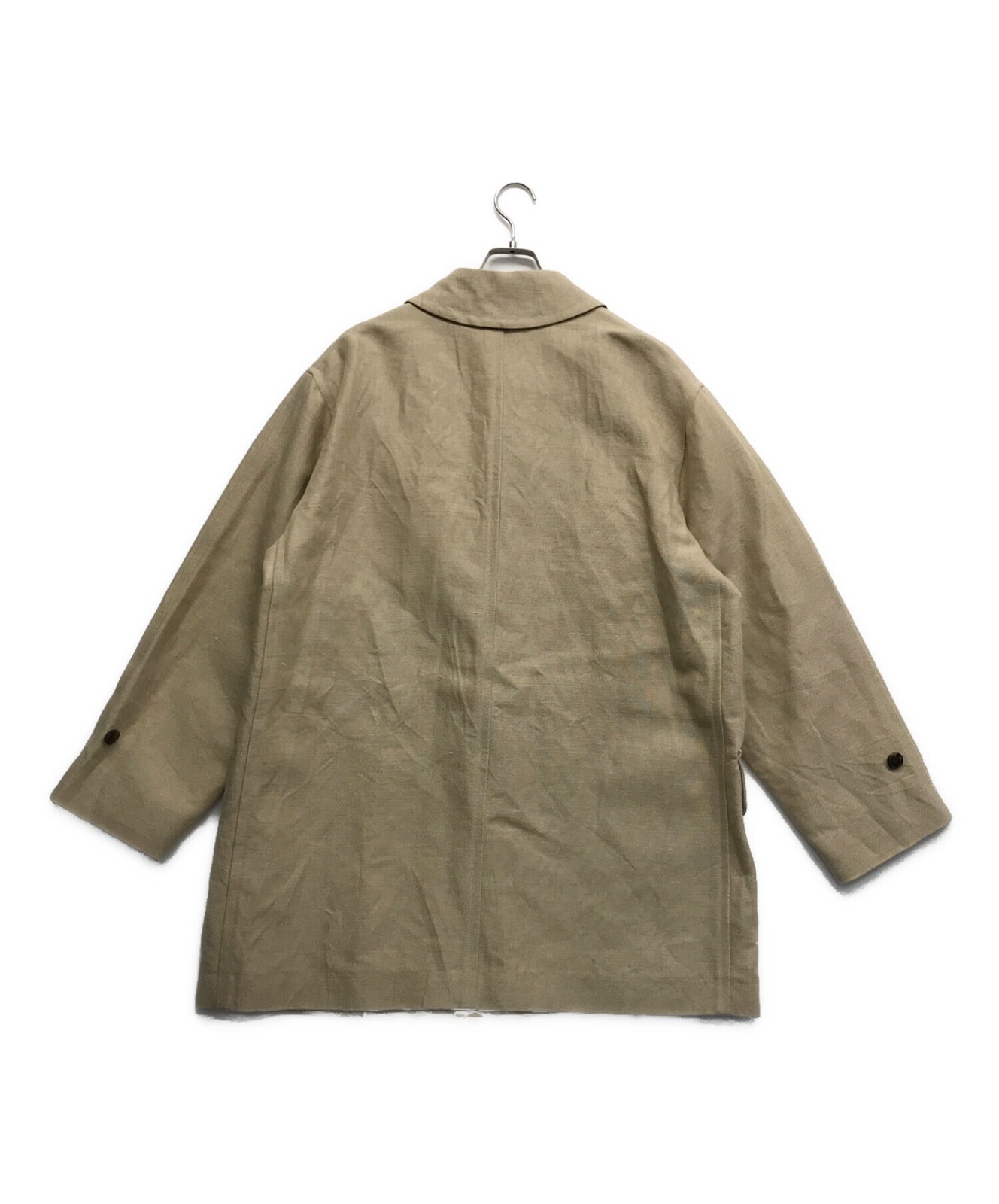 A.PRESSE Men's Linen Half Coat Single-Breasted Beige Japan