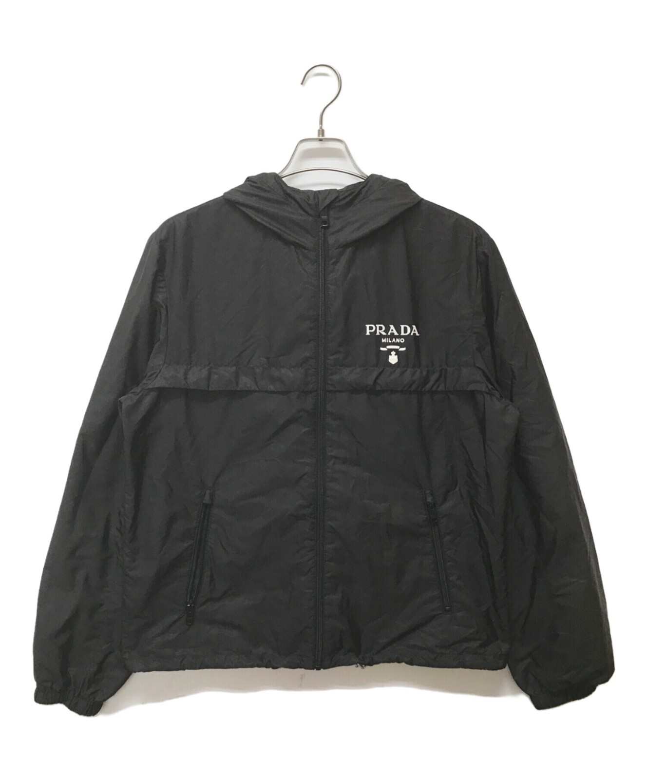 PRADA Men's Mountain Parka Jacket Re- Front Logo Zip-Up Black