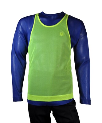 $2,100 NWT Loewe Florescent Lightweight Yellow/Royal Blue Tank Top & Shirt Sz M