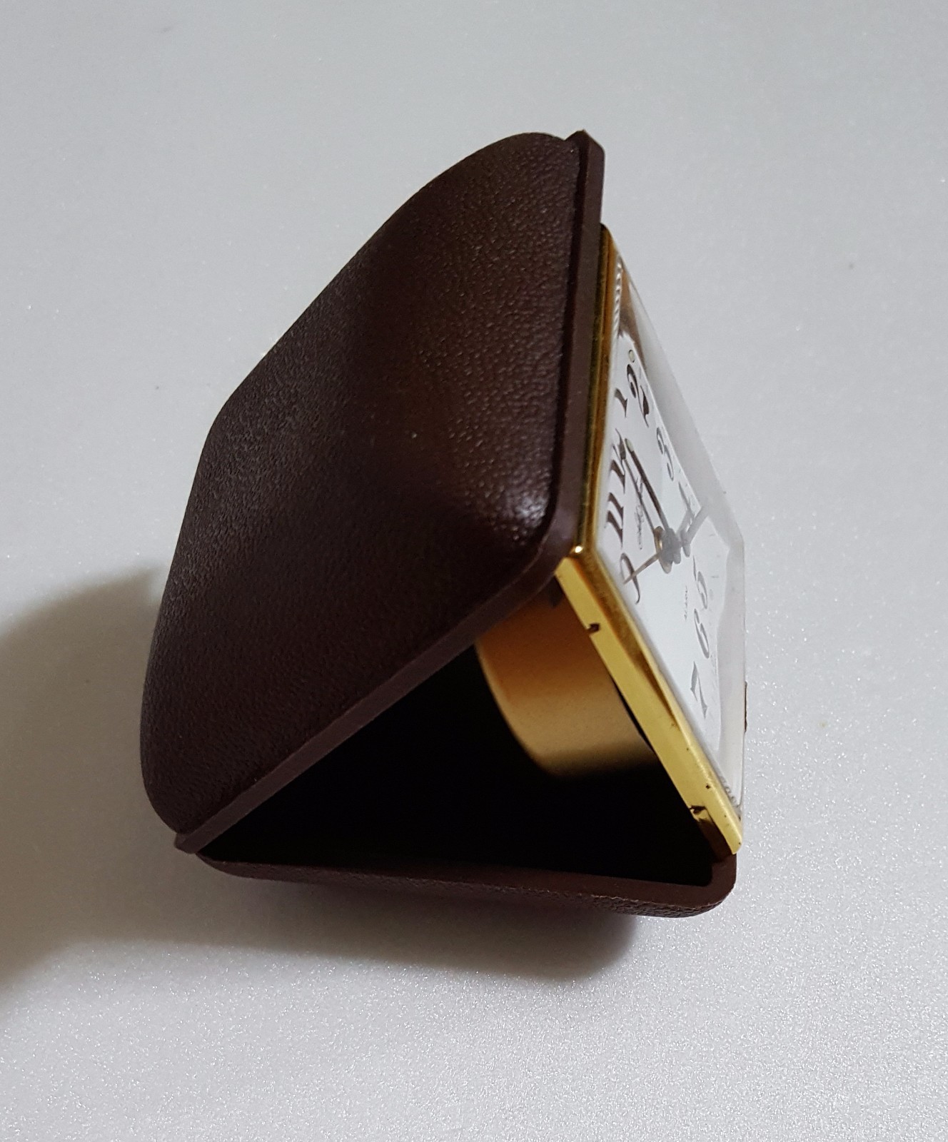 Vintage Travel Alarm Clock Seth Thomas  Brown Plastic Case Wind up Made Germany