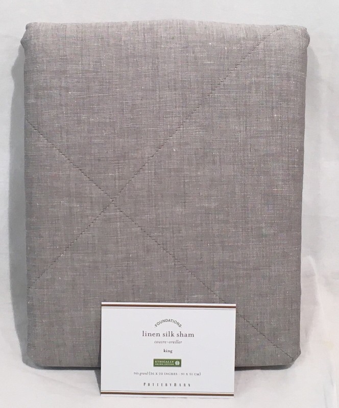 Pottery Barn Set 2 Flagstone Ebony Rustic Luxe Linen Silk