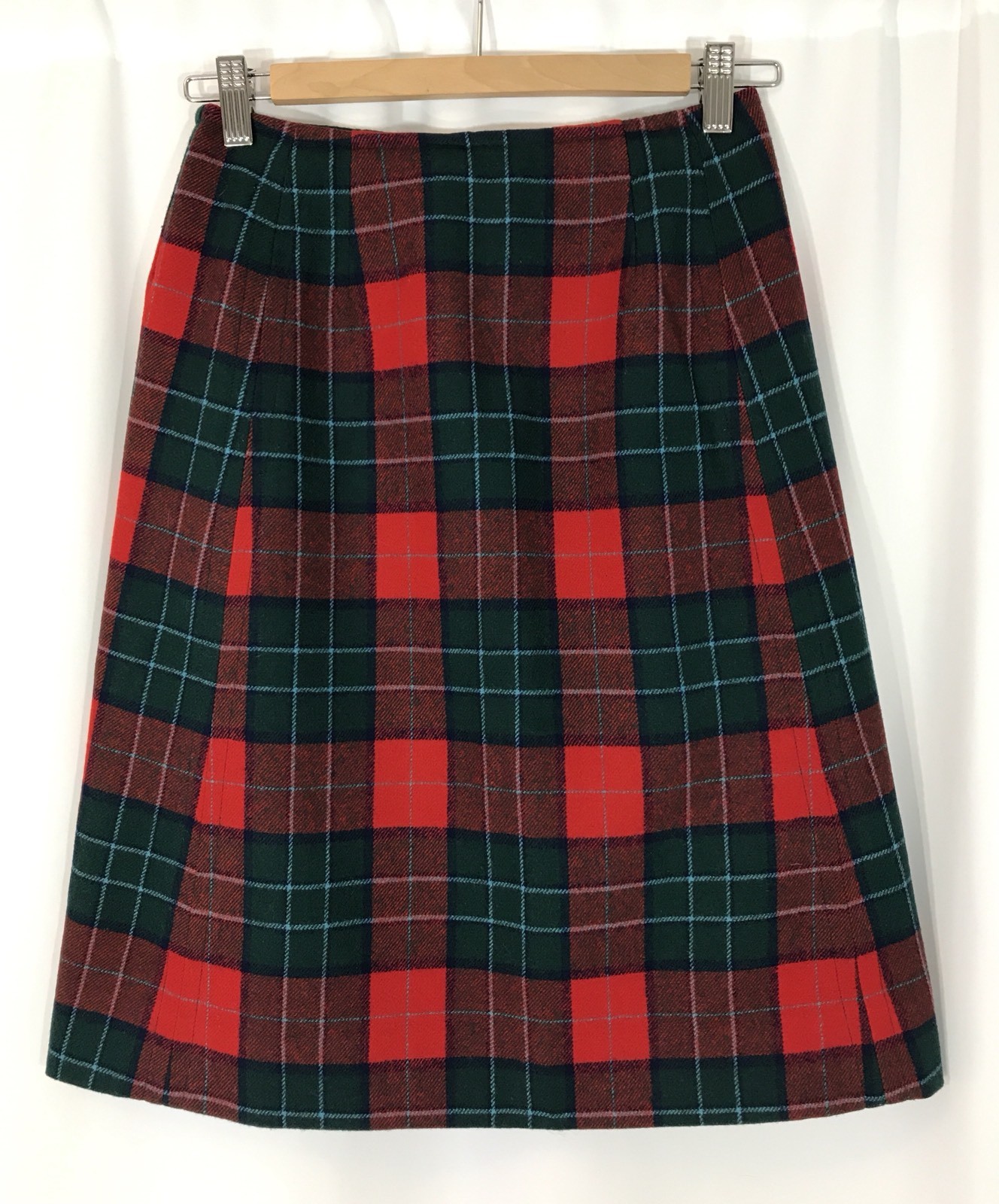 Vtg PENDLETON Skirt Girls Size 12 Red & Green Plaid 100% Wool Christmas Holiday