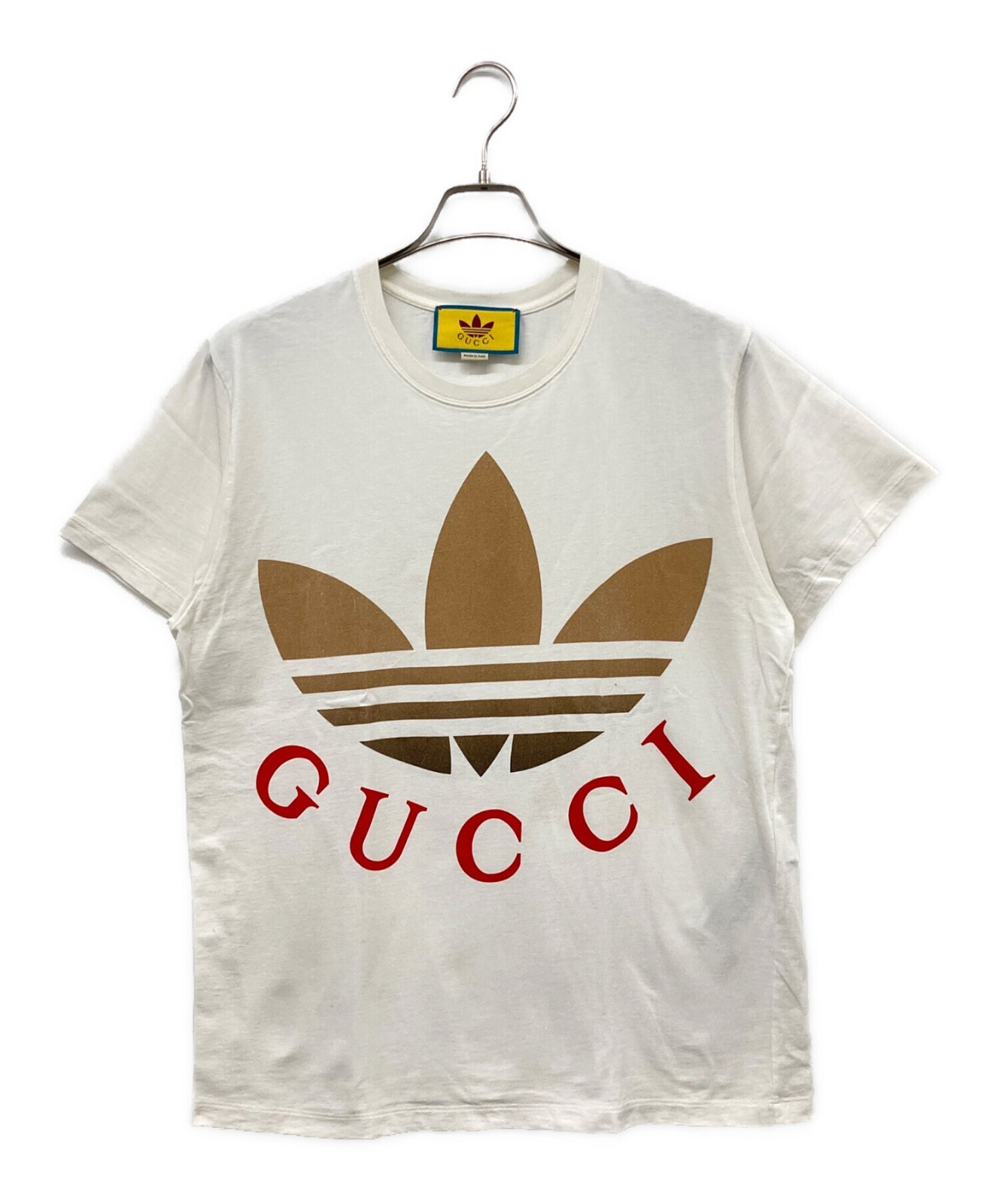 Tシャツ・カットソー Gucci x adidas Cotton Jersey T-Shirt Collab】GUCCI adidas Logo Print Cotton Jersey T-Shirt White