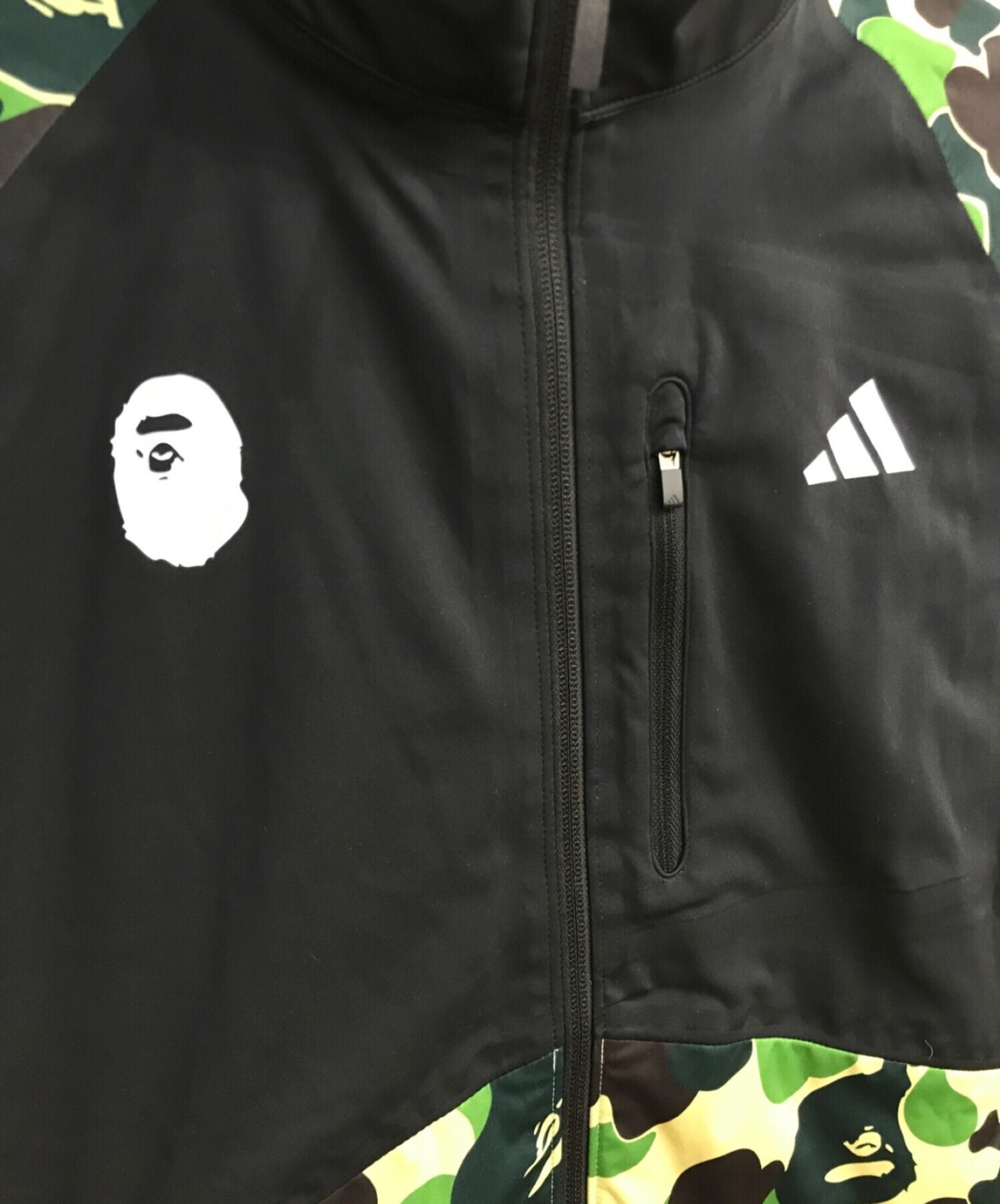 Pre-owned Adidas Originals Bape X Adidas Golf Camo Jacket Hooded Collared Wind Coat Performance Men Size In Black