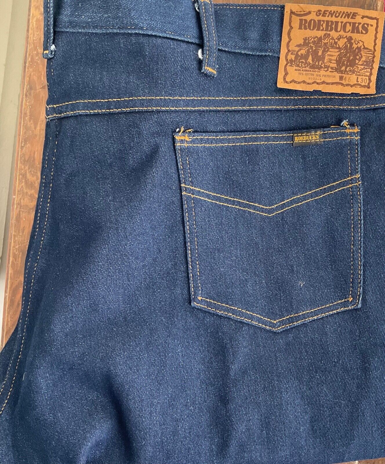 Vintage Sears Roebucks Jeans Mens 46 x30 Dark Denim Blue Vintage Sears Roebucks Jeans Mens 46 x30 Dark Denim Blue