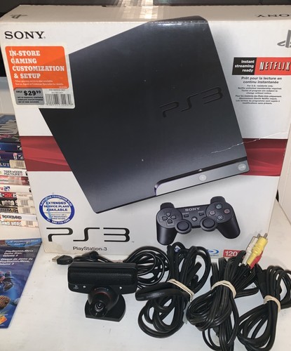 Sony Playstation 3 PS3 Slim CECH-2001A 120GB In Box + 12 Games & Controllers