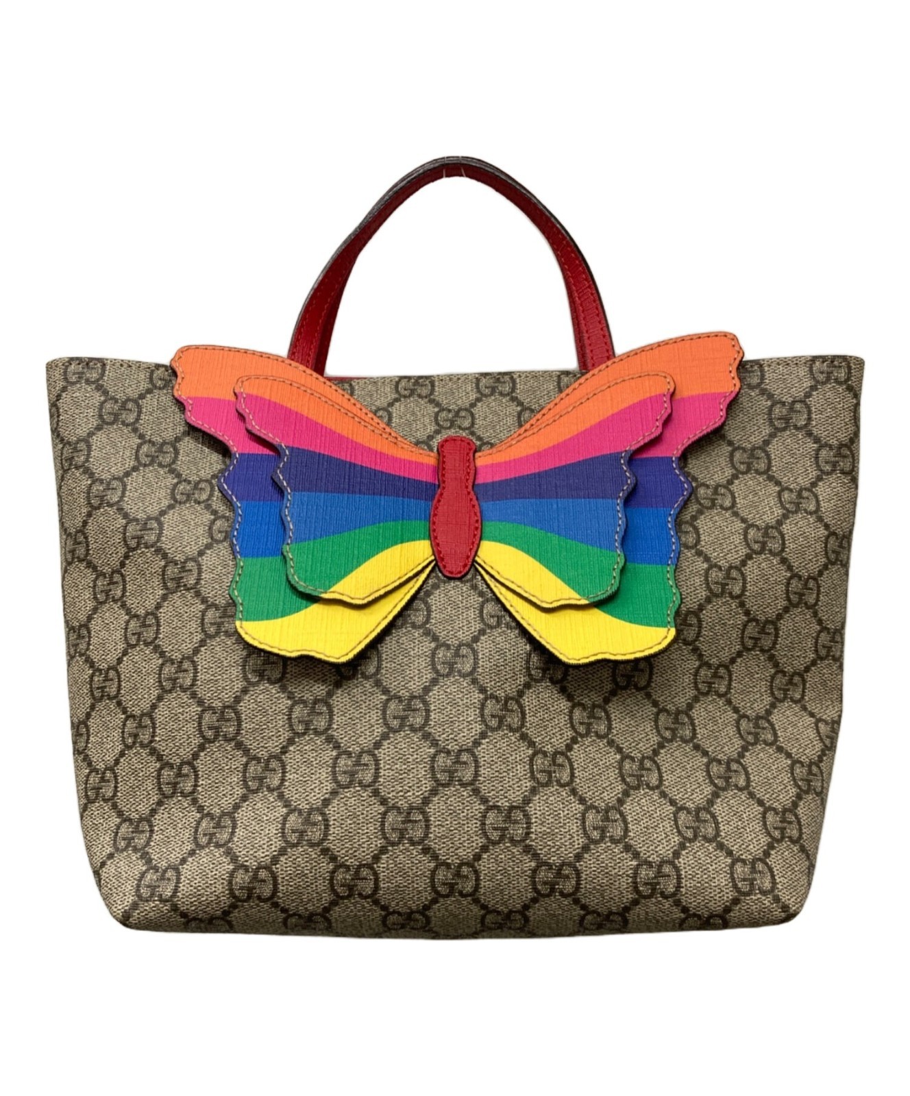 バッグ GUCCI Gucci Purple Smooth Leather Embroidered Tiger and Strawberry