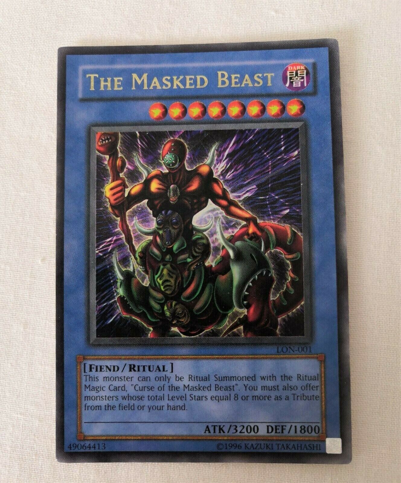 Yugioh Card - The Masked Beast - MISPRINT Holo Bleed - Ultra Yugioh Card - The Masked Beast - MISPRINT Holo Bleed - Ultra