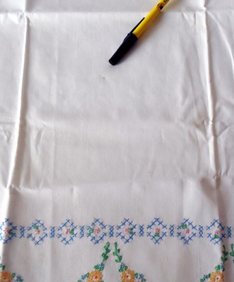 Vintage Floral Hand Embroidered Crochet Pair Pillow Cases completed  PC12