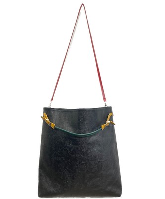 TOGA PULLA embossed leather shoulder bag black