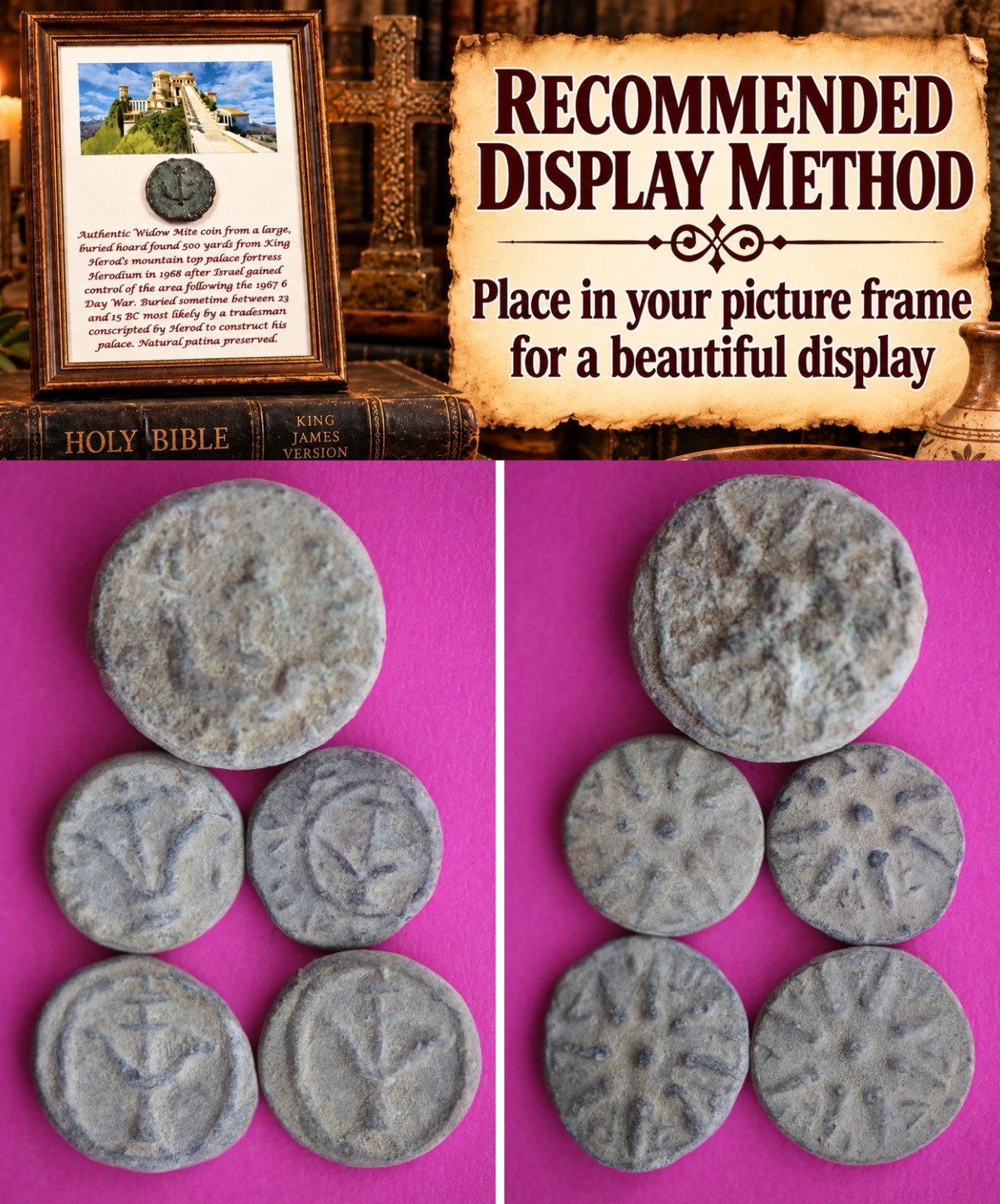 Time of Jesus Christ 5 Widow's Mites Herods Hoard Holy Land Artifacts COA 473