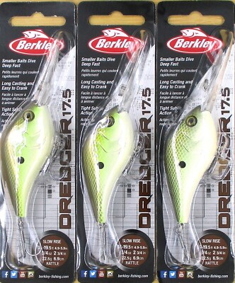 (3) Berkley 2 3/4'' Dredger 17.5 Slow Rise 3/4 Oz Deep Crankbaits Irish Gold New