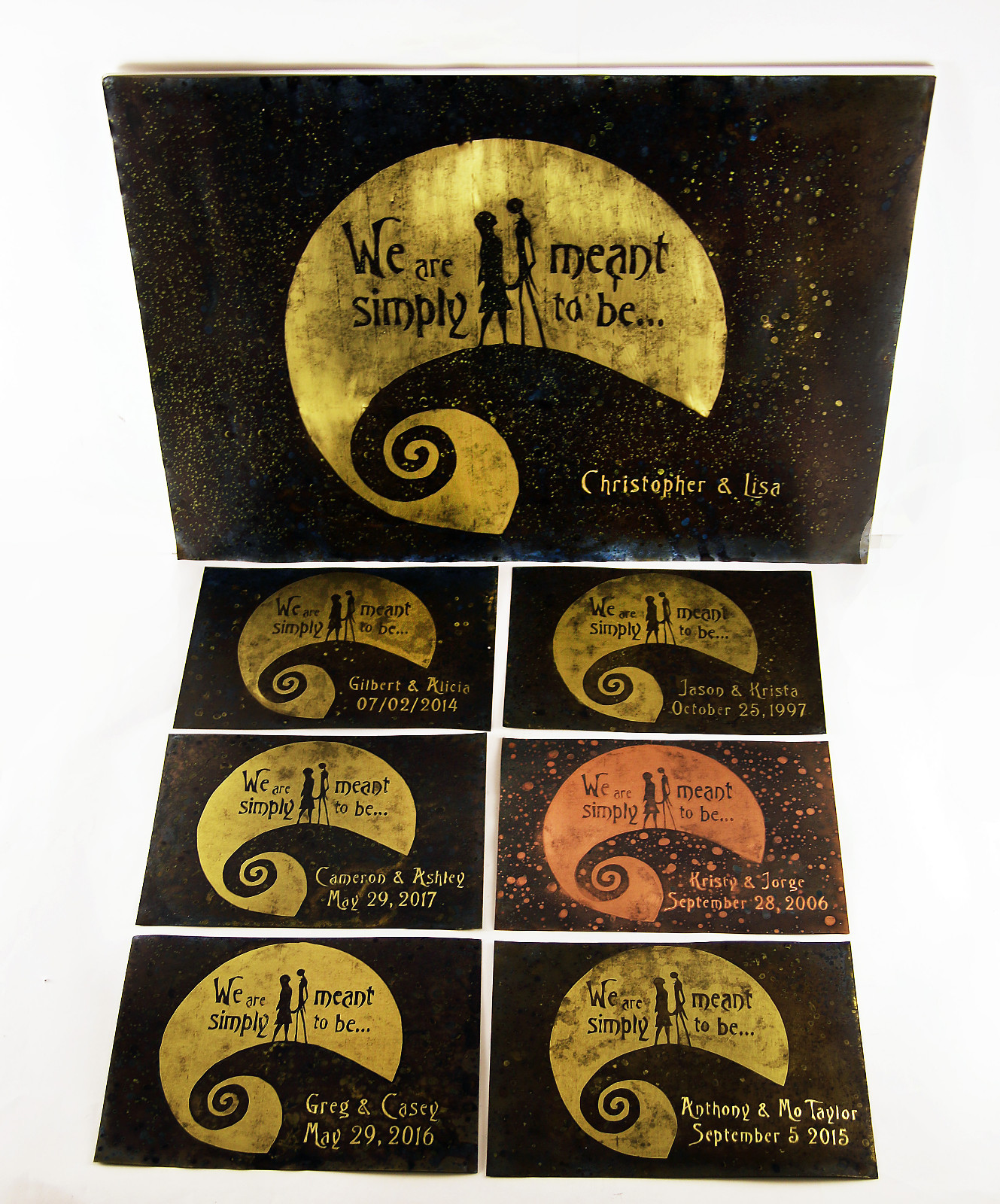 Nightmare Before Christmas Personalized Wedding Anniversary Copper Gift