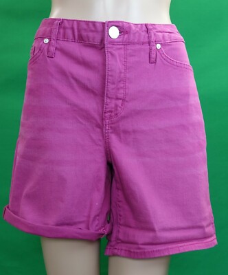 SEVEN7 weekend magenta pink/navy or airy blue denim rolled cuff shorts,sz 4-16